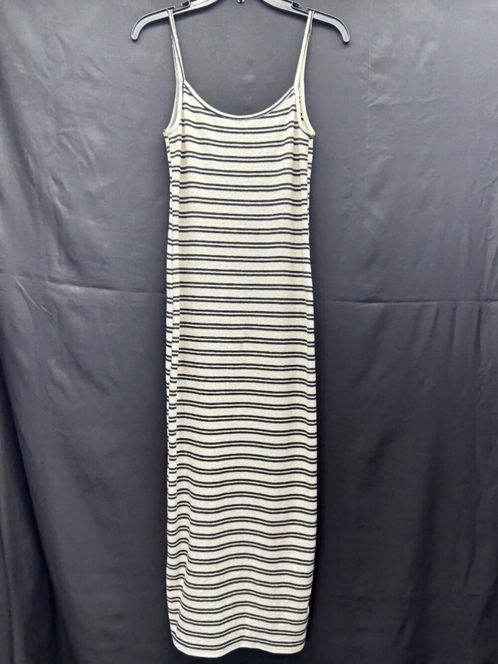 Zara Striped Sleeveless Knit Midi Dress With Scoop Back Black & White Size S